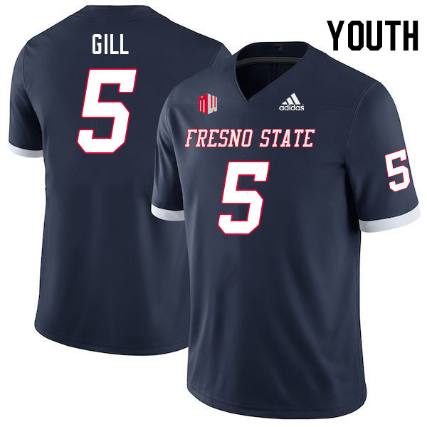 Youth #5 Jaelen Gill Fresno State Bulldogs College Football Jerseys Stitched Sale-Navy - Click Image to Close